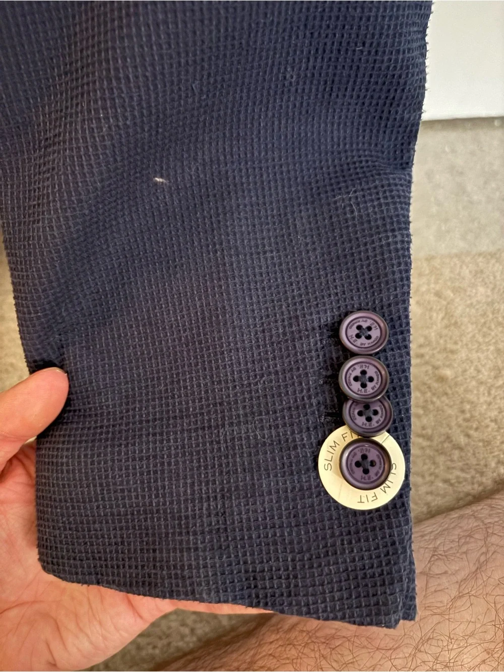 Navy Waffle Textured Sport Coat